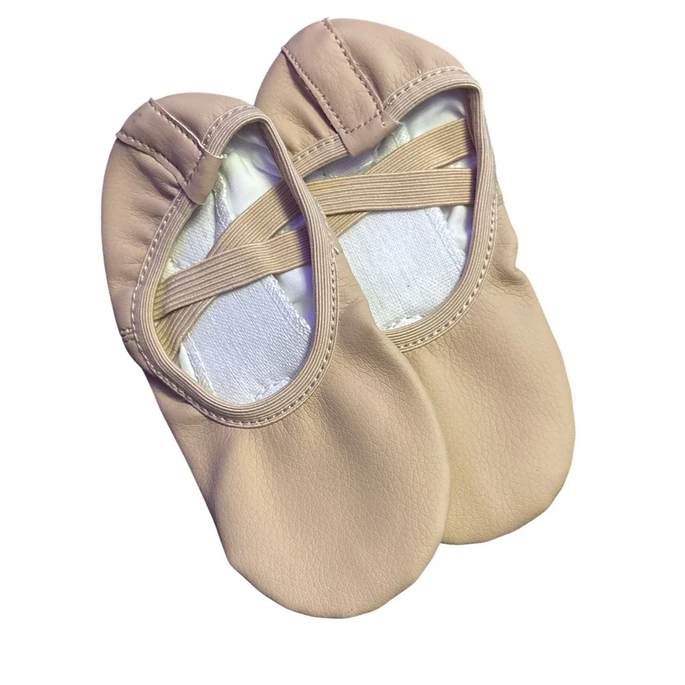 NEW Girls Pink Leather Ballet Dance Slippers Shoes EU 26 US Kids 9.5-10